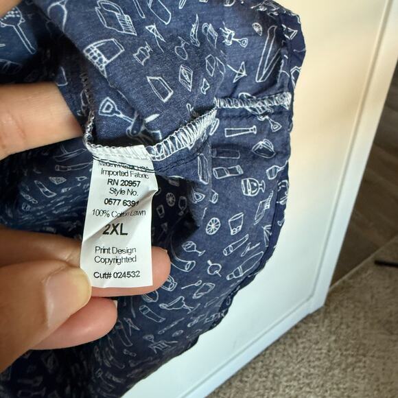 Tori Richard Men Shirt 2XL Navy Long Sleeve Button Down Party Cocktail Bartender - Picture 4 of 6